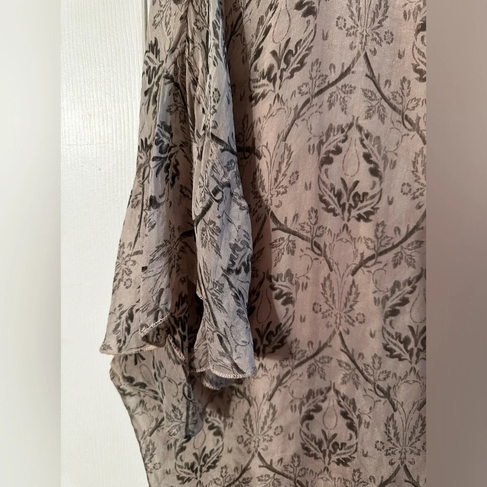 PIAZZA ROMA Italian ๐ฎ๐น 100% Silk Blouse Capelet Ivory Blush Floral M 2 in 1 - Picture 7 of 14